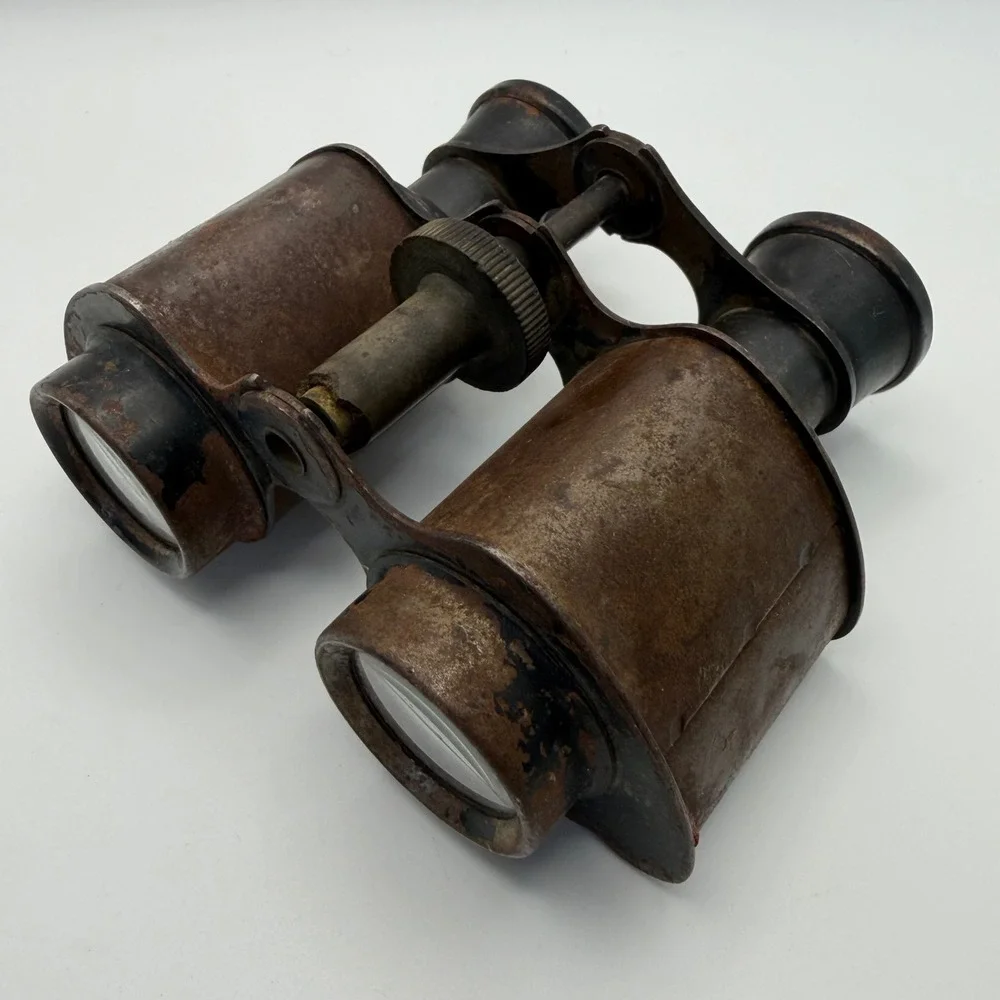 Vintage Antique Metal Binoculars Rusty Patina Steampunk Prop Decor 4.5x4in